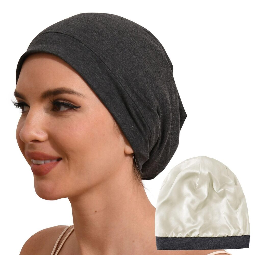 8425 100% Mulberry Silk Lined Sleep Cap Pure Silk Bonnet for Curly Hair